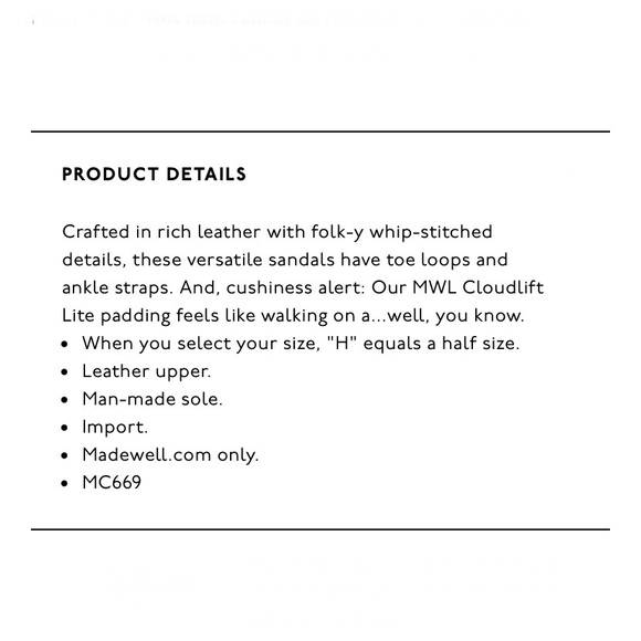 NWT Madewell Cassia Whipstitch Sandal - Picture 6 of 6